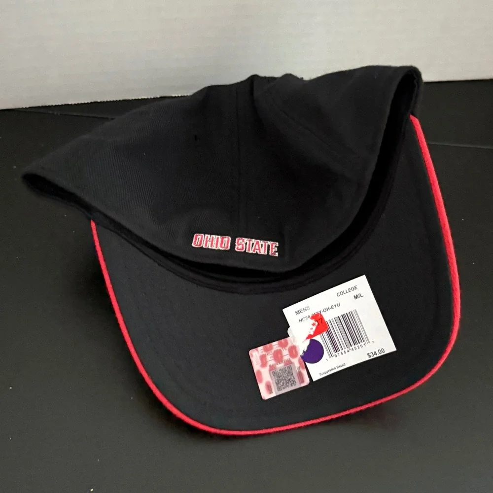 NEW Nike Dri-Fit Mens M/L Black Ohio State Buckeyes Swoosh Flex Rise Cap Hat